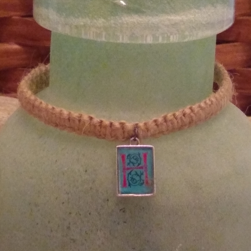 Hemp bracelet H charm